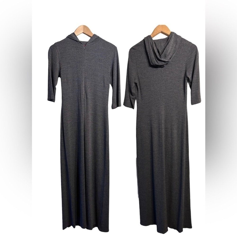 Ross Mayer Minimalist Heather Gray Maxi Dress front zipper